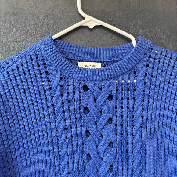 On 34th Sweater Crewneck Fisherman Cable Knit Sweater NWT Pullover Preppy Sail - Picture 12 of 14